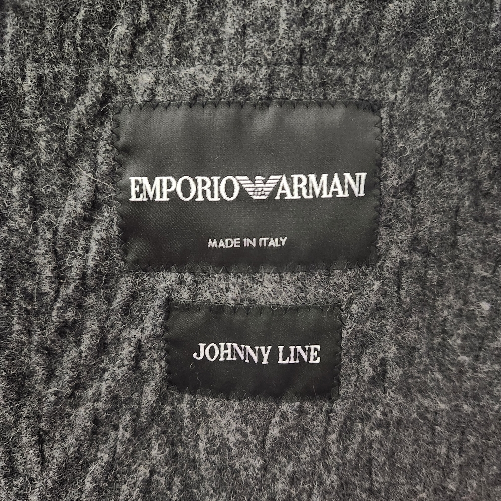 Emporio Armani Johnny Line Grey Woven Virgin Wool Blend Two Button Blazer Italy - Picture 10 of 13